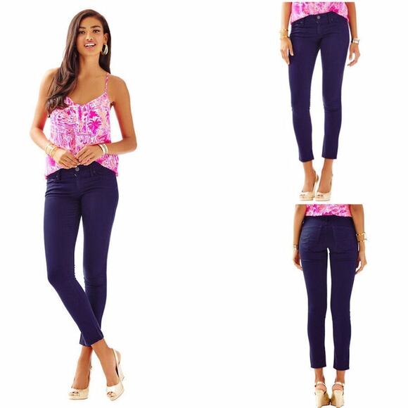 Lilly Pulitzer Denim - Lilly Pulitzer Jeans Pants 00 Worth Skinny Midnight Navy 5 Pockets Sateen